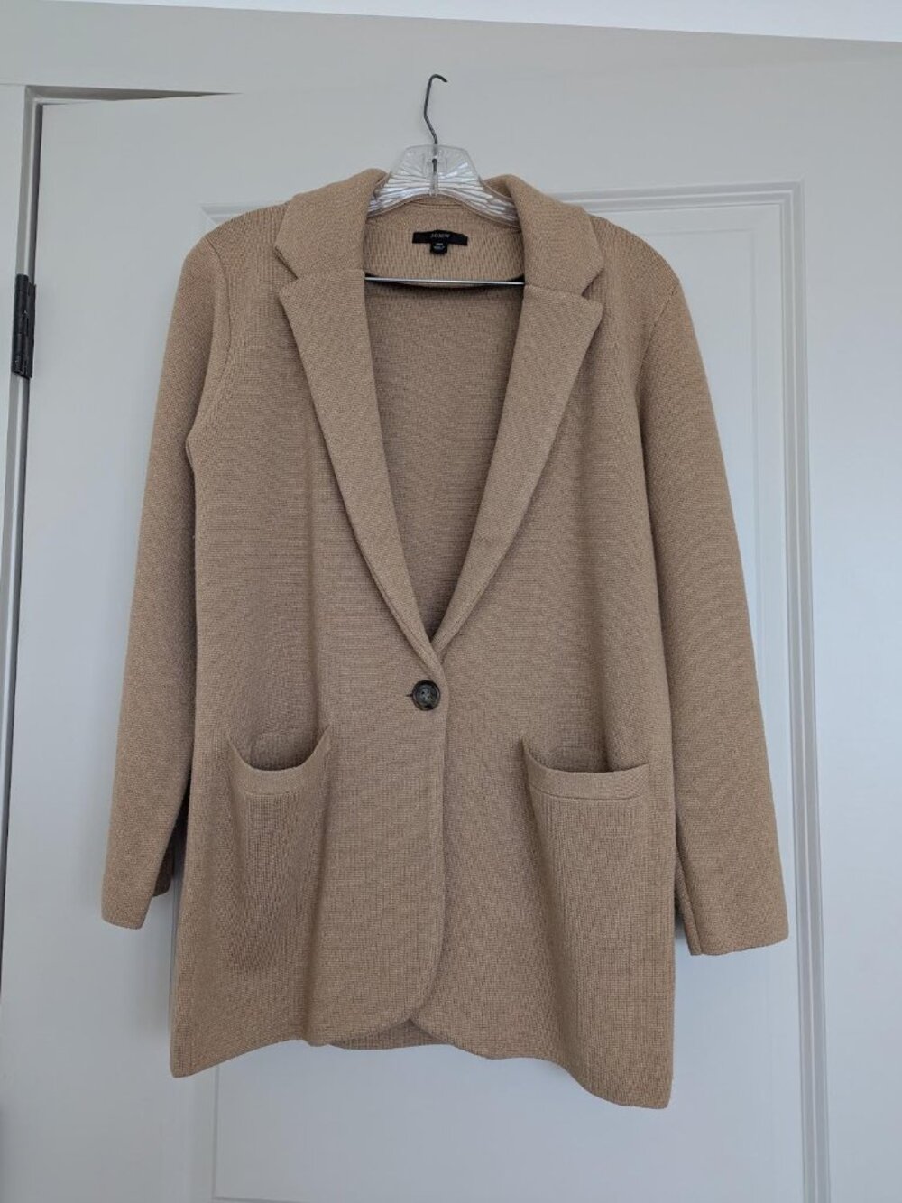 J Crew School Boy Sweater Blazer Camel/Beige/Tan Single-Button – XS